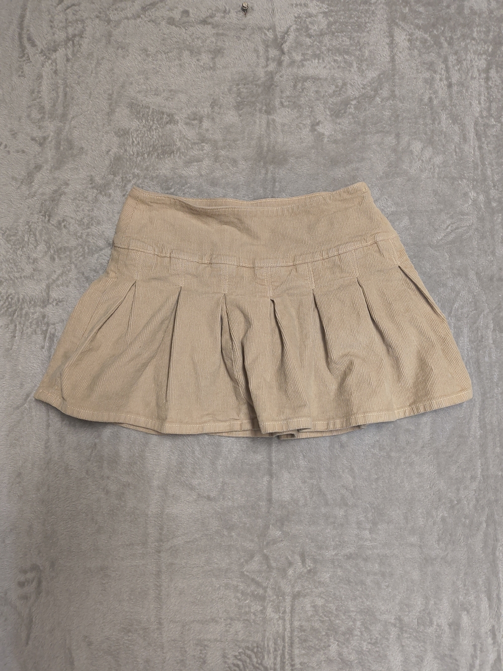 American Eagle  Beige Corduroy Pleated Skater Skirt